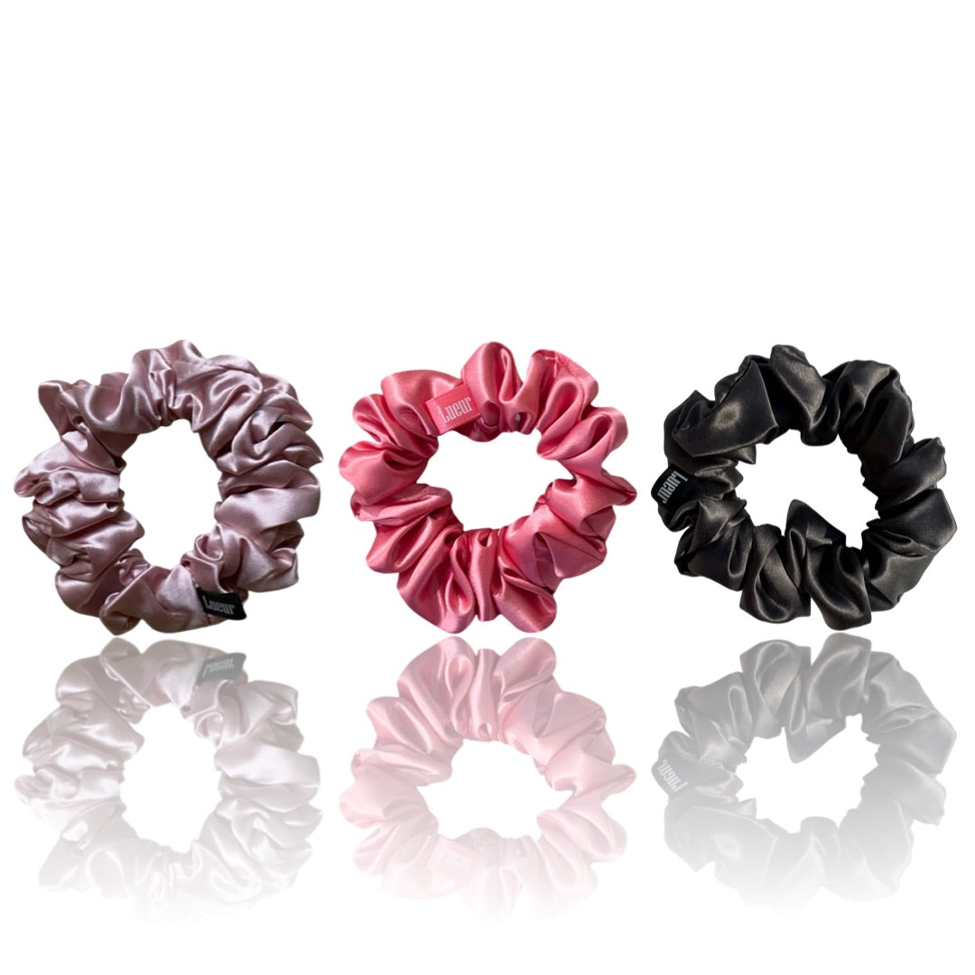 Small Silk Scrunchie - Rose & Smoke